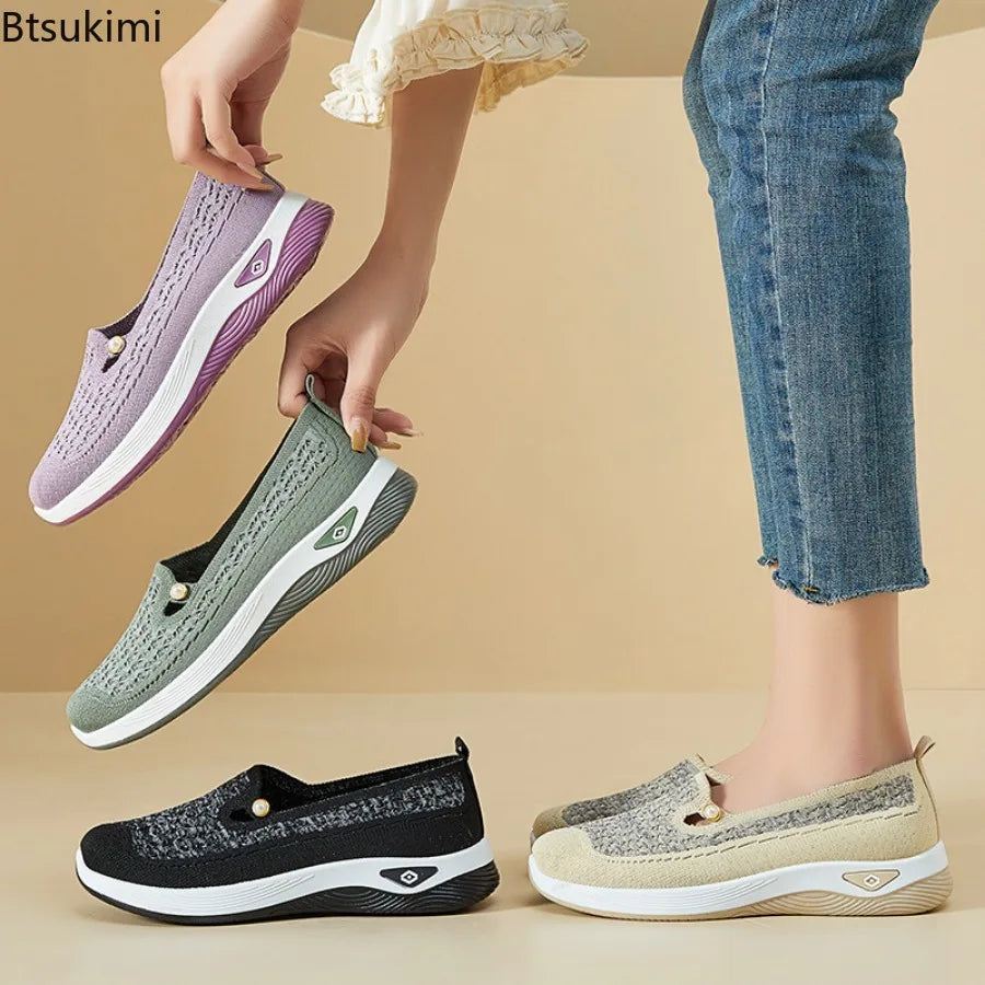 2026 Women's Shoes Stylish Comfortable Casual Loafers Lightweight Moms Fashionable Flats Non Slip New Spring Trendy Sneakers