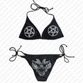 Aesthetic Gothic Fashion Women Swimwear 2000s Y2k Style Letter Print Bikini Set Thong Swimsuit Two Pieces Bathing Suit Emo Girls