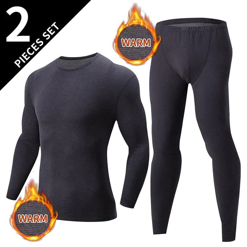 2-piece Autumn And Winter Men's Solid Color Simple Long-sleeved Trousers Suit Casual Joker Men's Bottoming Warm Sports Suit