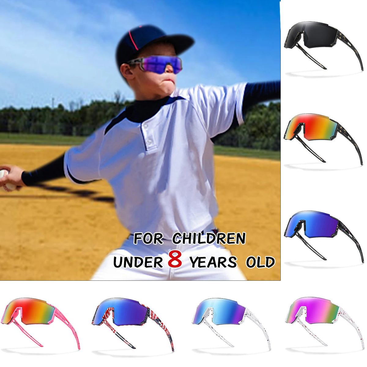 1/6 Pairs Youth Sunglasses with UV400 for Wholesale Goggles Retail Age 9-14 Years Old Boy Girls Baseball Cycling Running