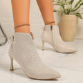 2025 Autumn/Winter New Women's Short Boots, Versatile, Sexy, Elegant, Stiletto Pointed Toe Ankle Boots, Fleece-Lined for Warmth, High Heels, Paired with Leggings, Paired with Jeans, Suitable for Parties, Gatherings, Weddings,