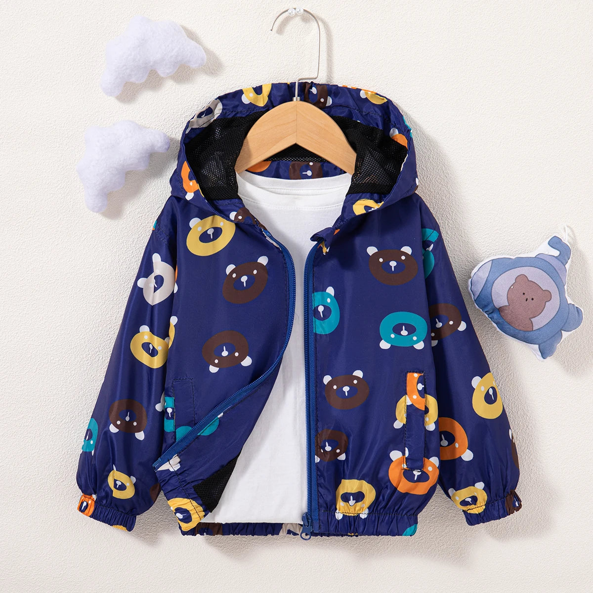 Kids Jacket  Autumn Children's Wear Toddler Cartoon Dinosaur Print Foreign Trade Hooded Zipper Sports Coat