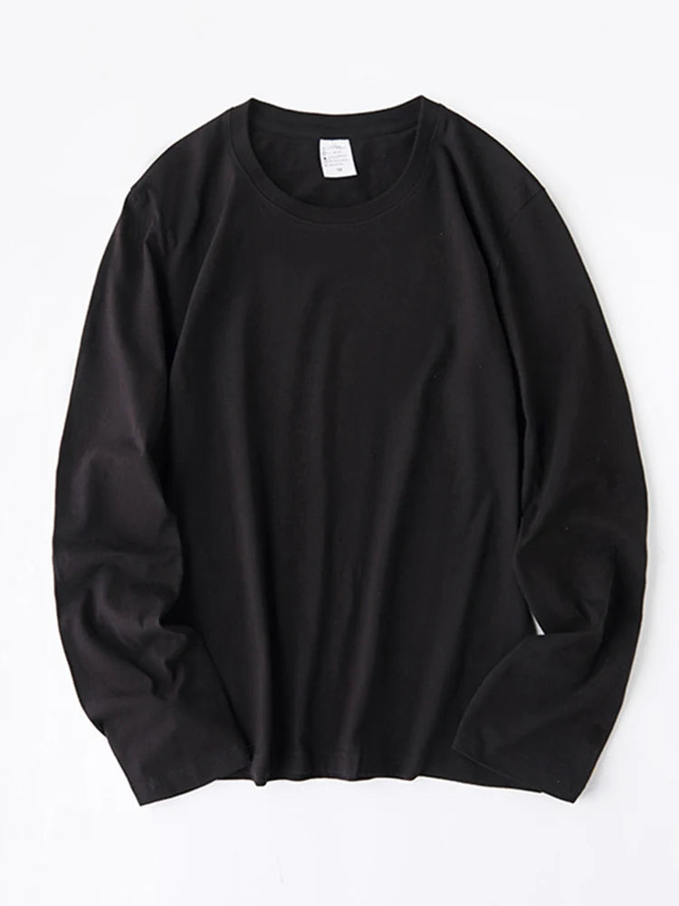 Women O-neck Long Sleeve T shirts Lady White Cotton Tops Female Soft Casual Tees Women's Black T-shirt