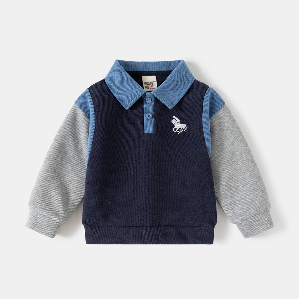 Toddler Boys Polo Sweatshirts Kids Tops Long Sleeve Tops Children's Clothes