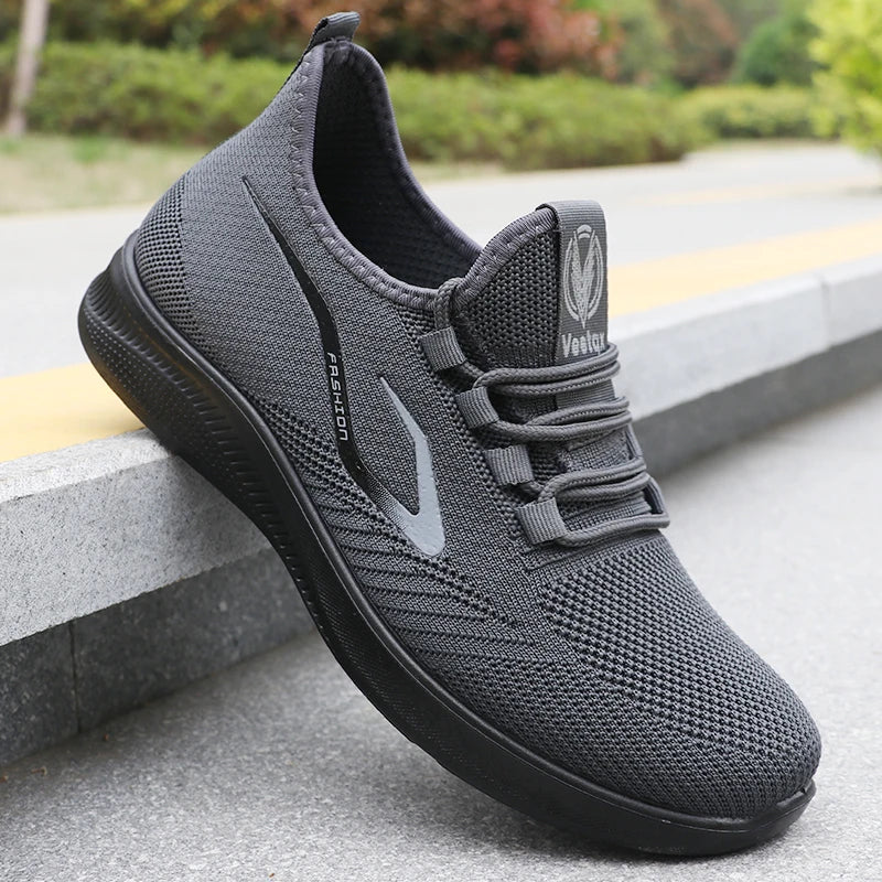 Men's Fashionable Solid Woven Knitted Running Shoes - Lightweight, Breathable, Non-Slip - Perfect Sports Shoes for Outdoors