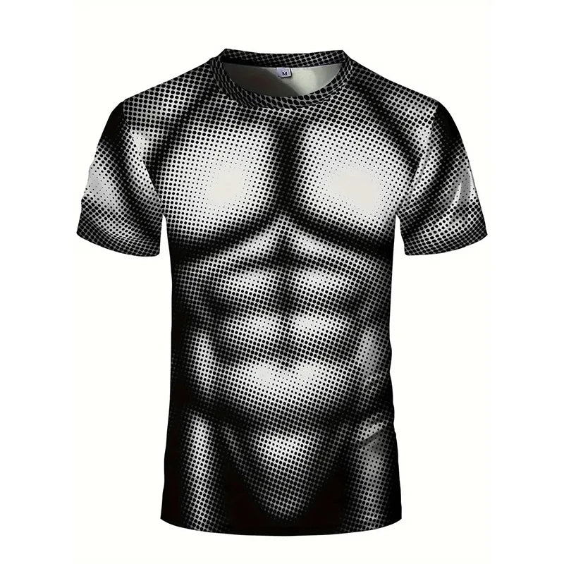 New Fashion Cosplay Muscular Man 3d Printed T-shirt Men's Summer Casual Short Sleeve Tough Guy Print Funny T Shirts Fitness GYM