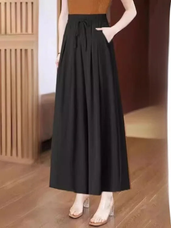 Summer Thin Wide Leg Pants Women's Slimming Trousers Drapey Maxi Skirts Middle-Aged And ly Casual Skirt Pants