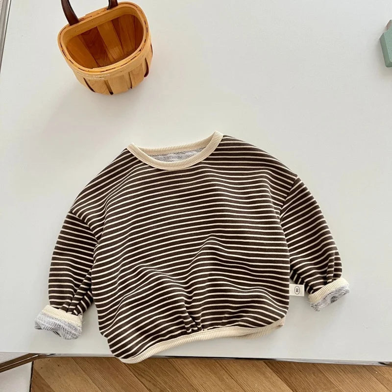 Children's T-shirts Striped Clothing Casual Long Sleeve Tee Autumn Spring Baby Toddler Boys Girls Tops 1-8Y Kids T-shirt Clothes