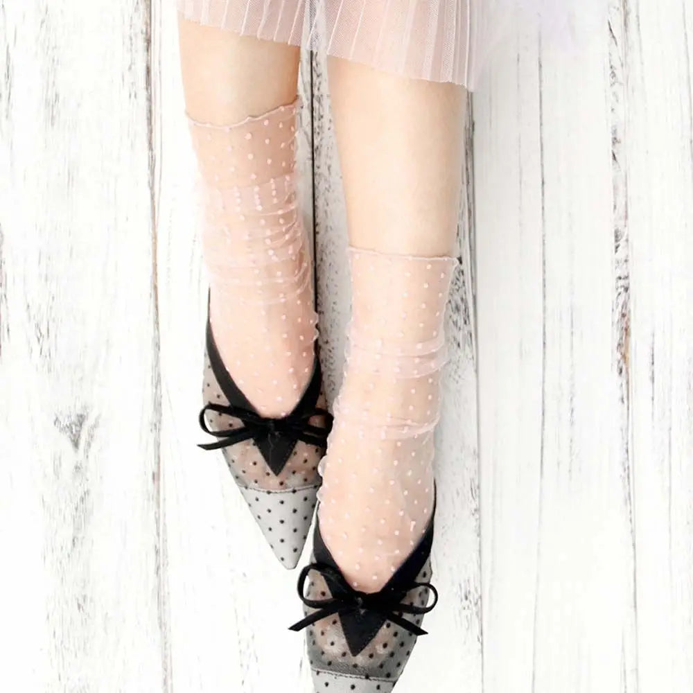 Women Female Fashion Chiffon Nylon Dress Socks Glass Stockings Tulle Socks