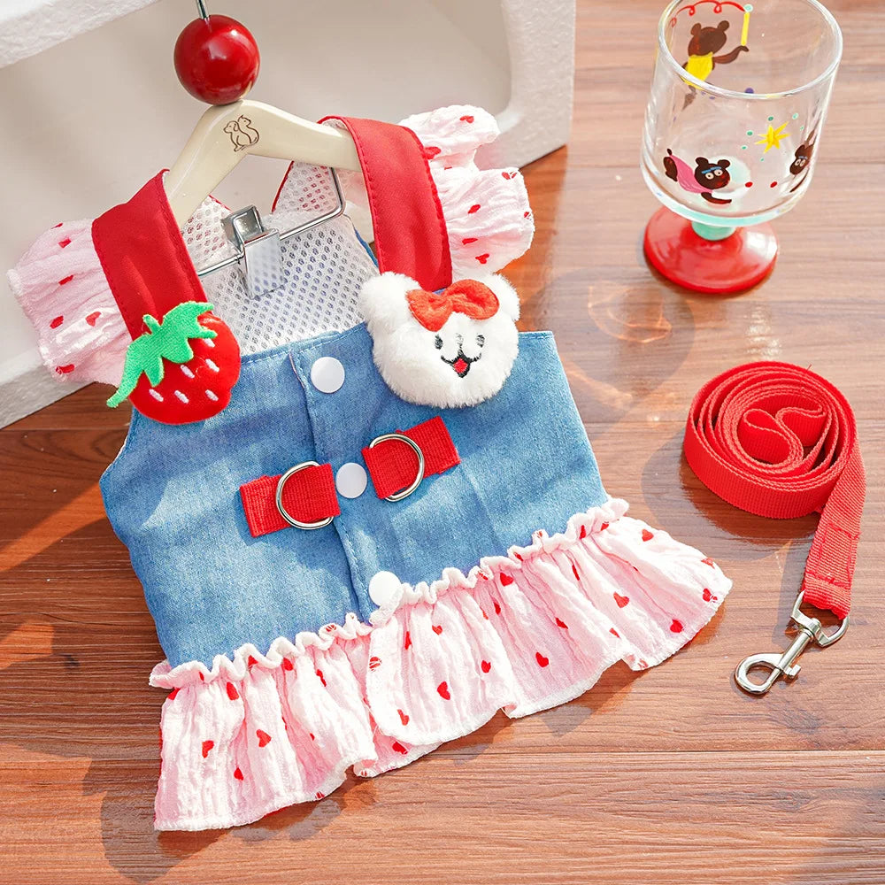 Beauty Spring Chef Back Pet Clothes for Teddy Bichon Small To Medium Yellow Dogs Cat Clothing Dress Stylish Dog and Cat Apparel