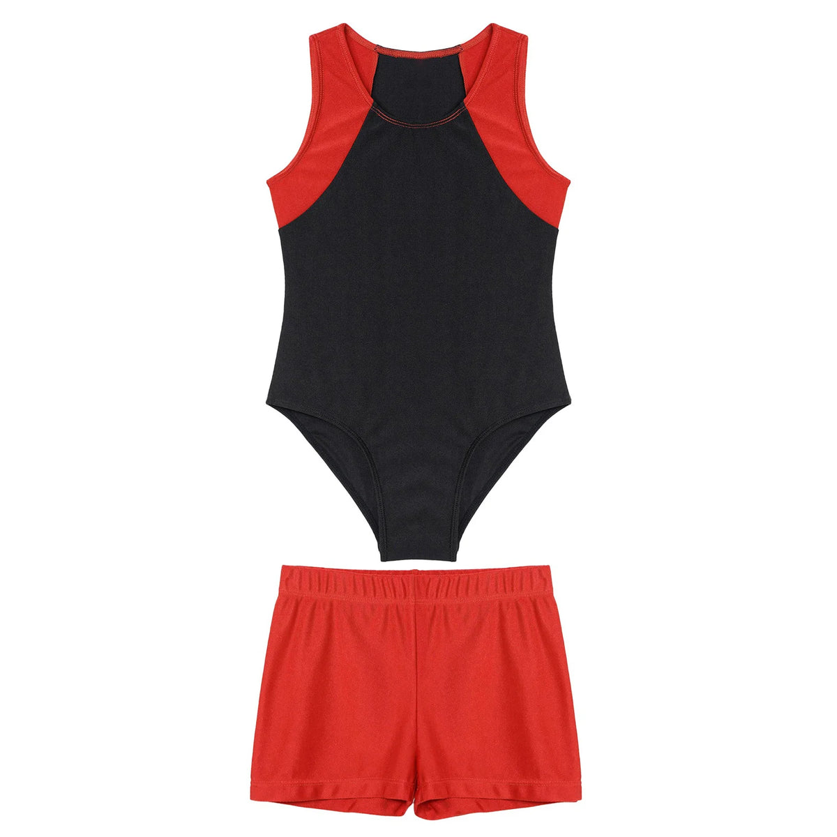 Kids Boys Sports Gymnastics Workout Sets Sleeveless Leotard Bodysuit Jumpsuit with Shorts Yoga Fitness Competition Dancewear