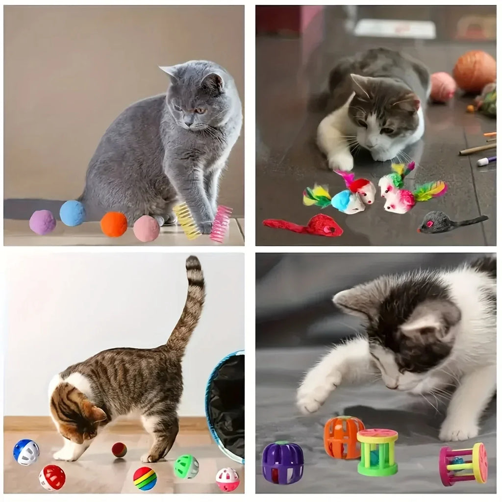 100 Styles Mixed Pet Toy Set, Random Assorted Interactive Cat & Dog Toys, Variety Chew Squeaky Play Toys for Small Pets