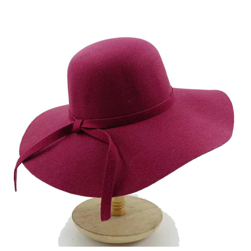 Women Hat  Autumn Winter Vintage Floppy Hat Women Elegant Felt Fedora Hat Wide Brim Sun Cap British Style Fedoras Felt Floppy