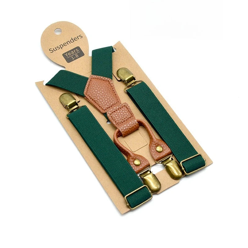Kids Adjustable Elastic Suspenders Braces for Boys Girls Children Wedding Party Fashion Accessories Black