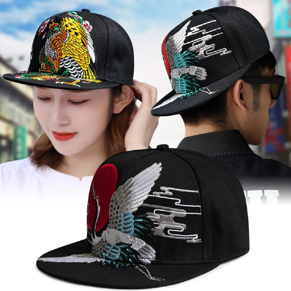 Men Baseball Cap Flat Hats  Embroidery Flat Top Hat Men Women Outdoor Leisure Hip Hop High Street Big Head Plus Size