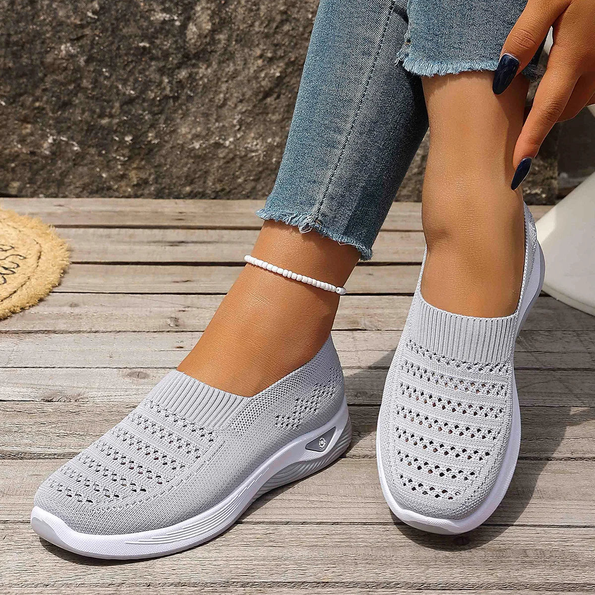 Women's Knit Sneakers Breathable Lightweight Spring Summer Casual Shoes Non-slip Outdoor Daily Commute Walking Sneakers