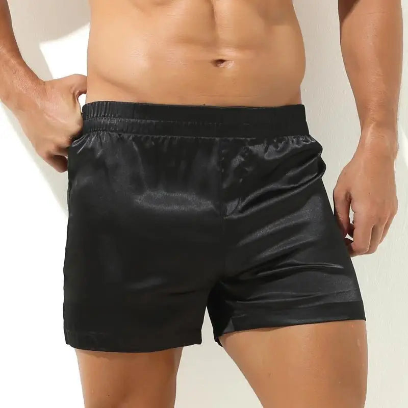 Men's Pajamas Shorts Soft Silky Underwear Men Boxers Shorts Sleep Bottoms Homewear Sleepwear Loose Lounge Shorts