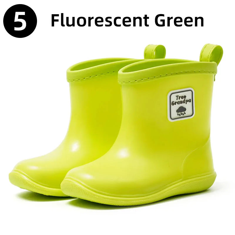 Toddler Rain Boots Baby Kids Easy-on Rubber Rain shoes Children Waterproof Shoes for Boys Girls Soft Toddler Rubber Shoes