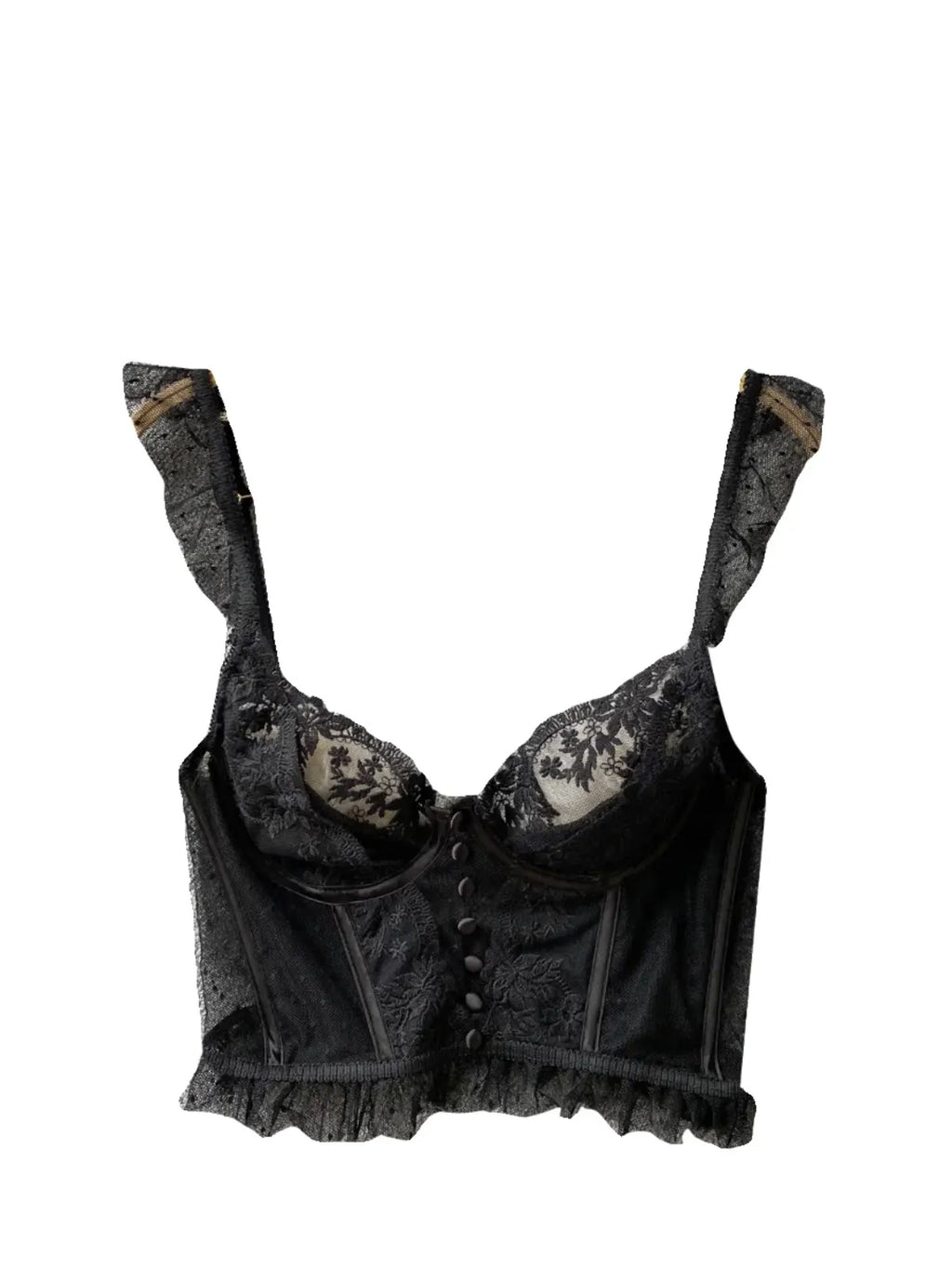 French Elegant See Through Mesh Lace Tank Top for Women Summer Sexy Black White V Neck Strap Slim Fit Vest Bras Tops