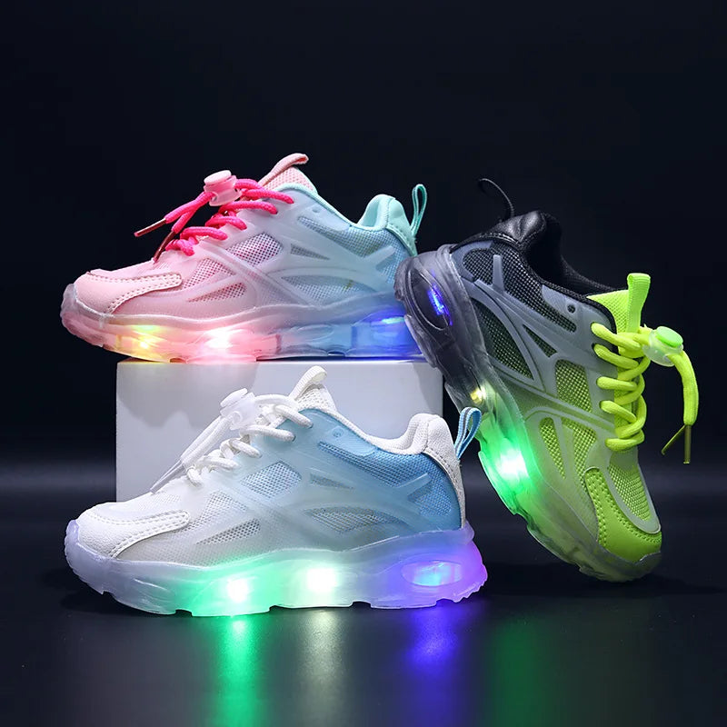 Summer Kid Sneakers New Fashion Light Up Boy Shoe Breathable Versatile Anti Slip Simple Sports Shoes Daily Classic Girl Shoes