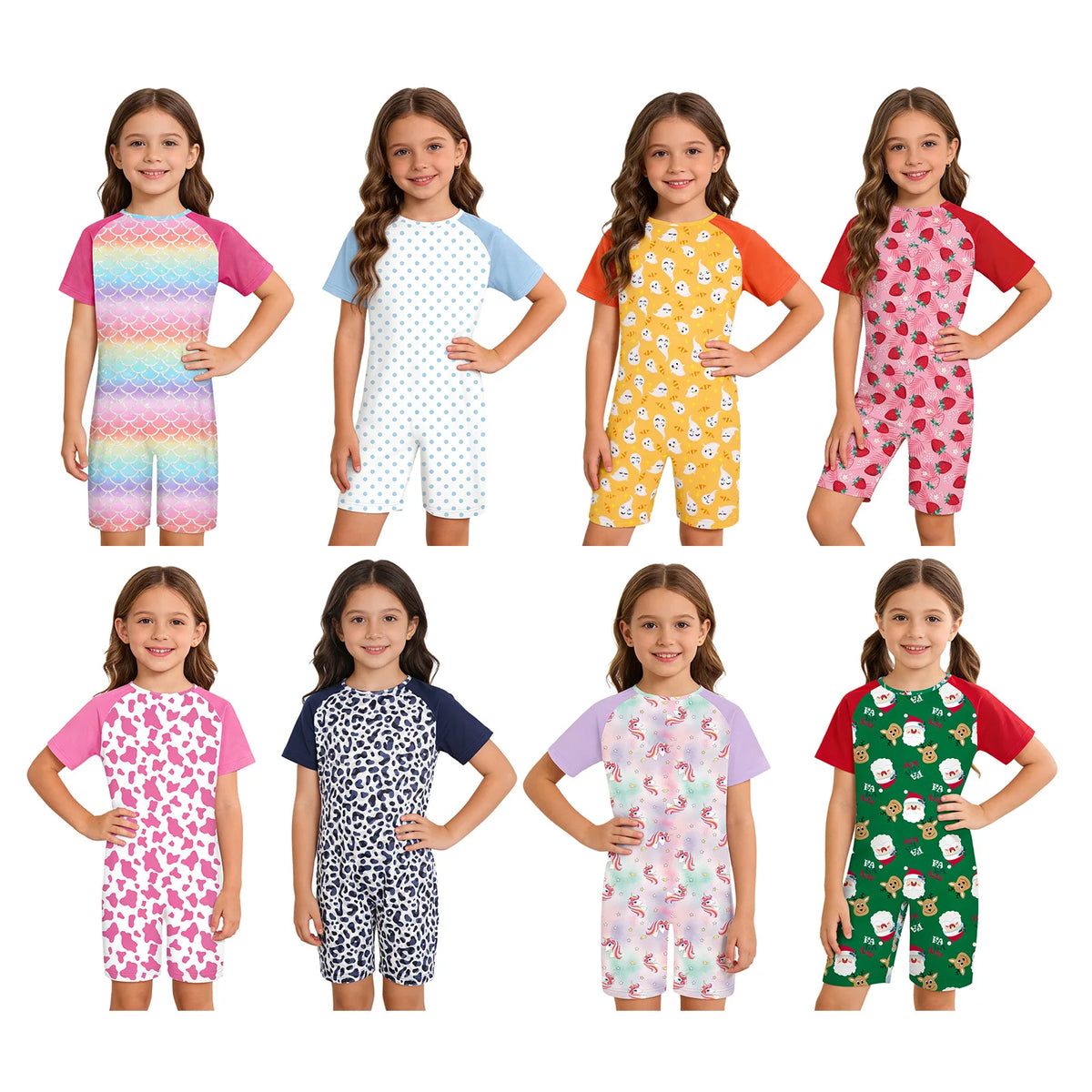 Kids Boys Girls Special Needs Adaptive Clothing Jumpsuit Ideal for Wearing All Day Short Sleeve Print Zipper Anti-Strip Rompers
