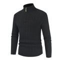 New Men's Warm Knitted Sweaters Standing Neck Zipper Autumn Winter Warm Tops Solid Color Jacquard Long Sleeve Pullovers for Men