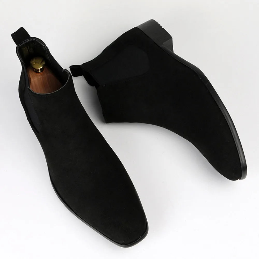 Men's Short Boots Winter Men's High-top Chelsea Boot New Small Square Head Fashion Men's Shoes Versatile Ankle Boots