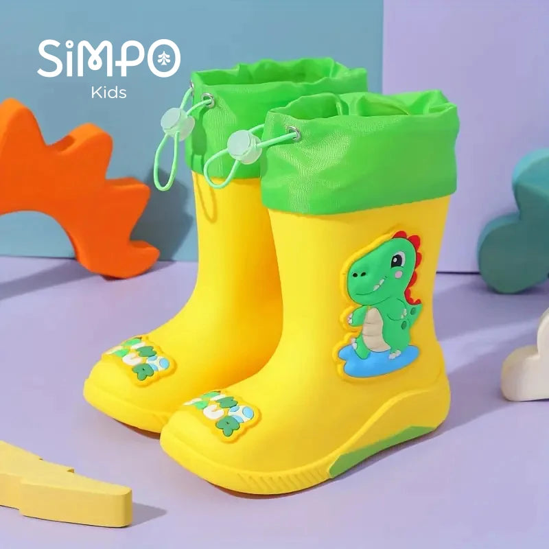 Kids Rain Boots For Girls Rubber Rainboot Boys PVC Children Waterproof Shoes Cartoon Unicorn Rabbit Spaceman Dinosaur Pattern