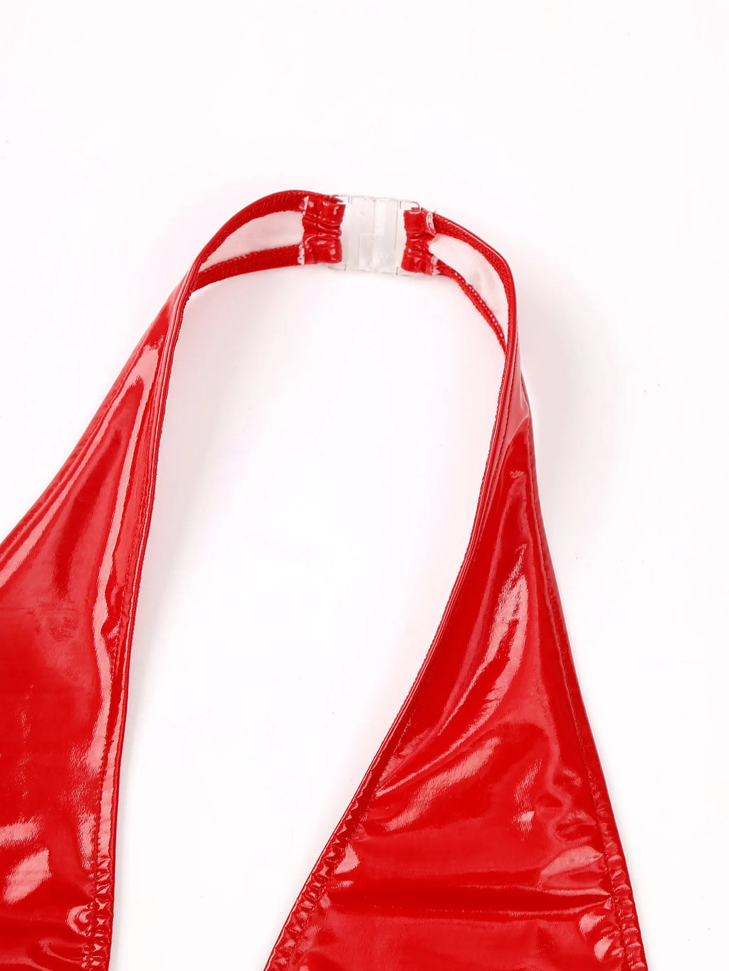 Women Wet Look Patent Leather Bodysuit Sexy Halter Deep V Neck Open Crotch Leotard Backless Sleeveless Catsuit Jumpsuit Clubwear