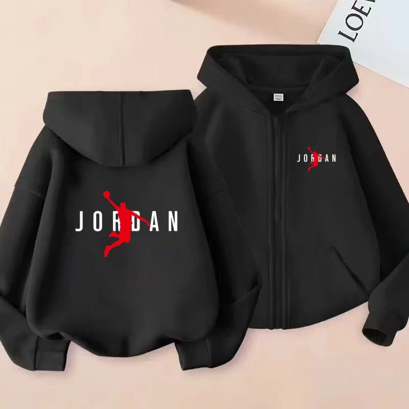 kids Autumn Winter Sweatshirt Basketball Charming Clothing Zipper Style Hoodie Girl Boy 3-12 Years Fashion Blue Black White Coat