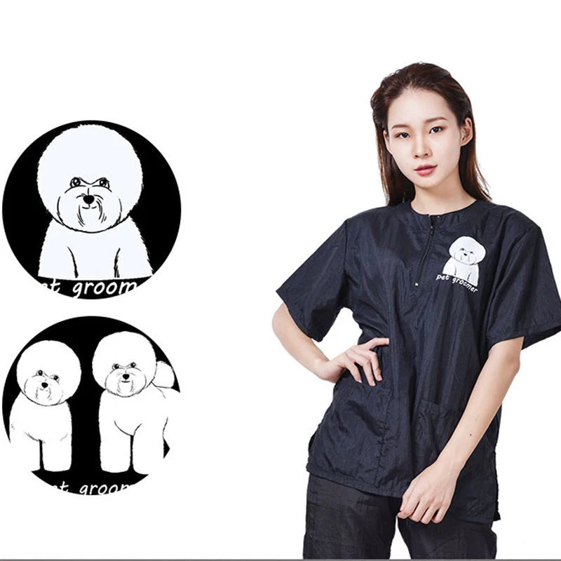 Pet Grooming Clothing Waterproof Pet Hospital Work Clothes Pet Stores Anti Hair And Anti-static Pet Groomer Smock Uniform Tops