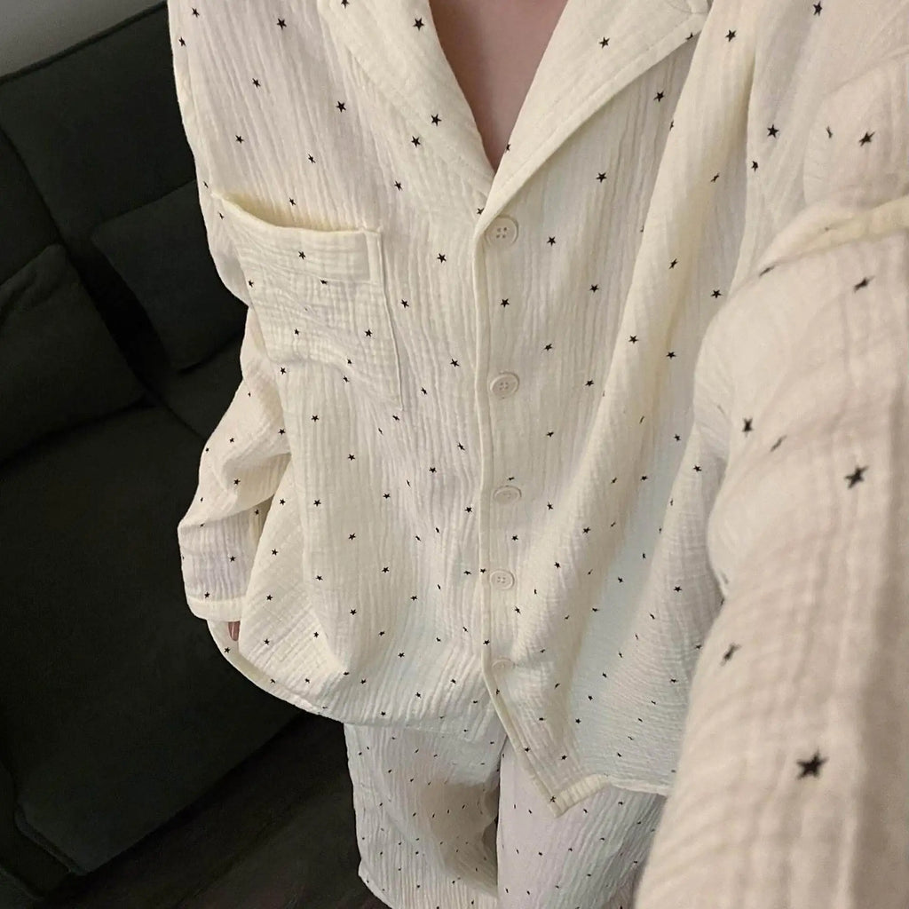 Teen Girls Long-sleeve Long-pant Pajamas Spring Autumn Woman Loungewear Students Breathable Homewear Women Loose Ladies Casual