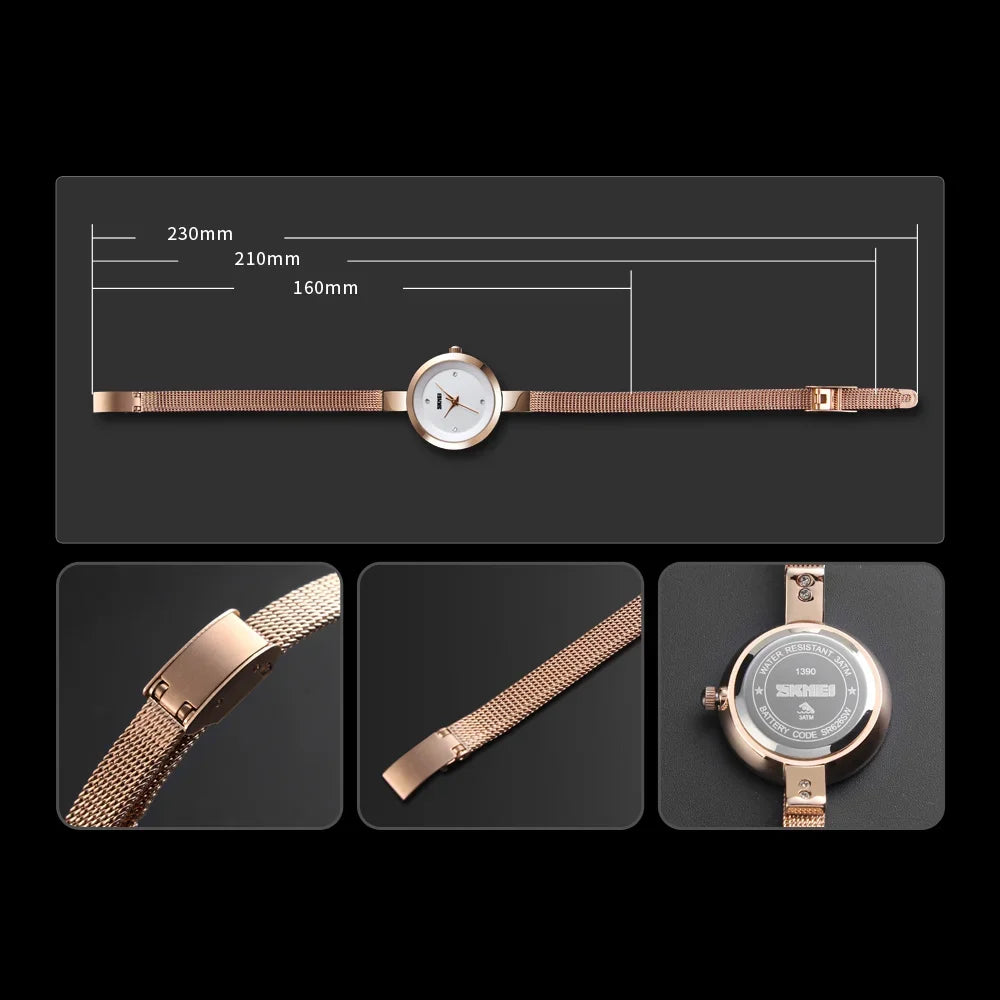 SKMEI 1390 Luxury Elegant Quartz Watch for Women Sport Waterproof Girl Bracelet Woman Wristwatches Ladies Gift 1410 Montre Femme