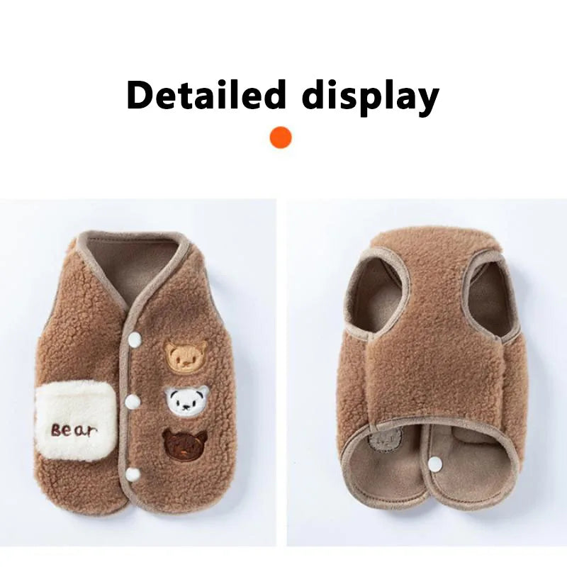 Pet Vest Fleece Puppy Warm Clothing For Autumn And Winter Cute Animal Small Dog Clothes Fleece Autumn Cat Clothes Jacket Clothes