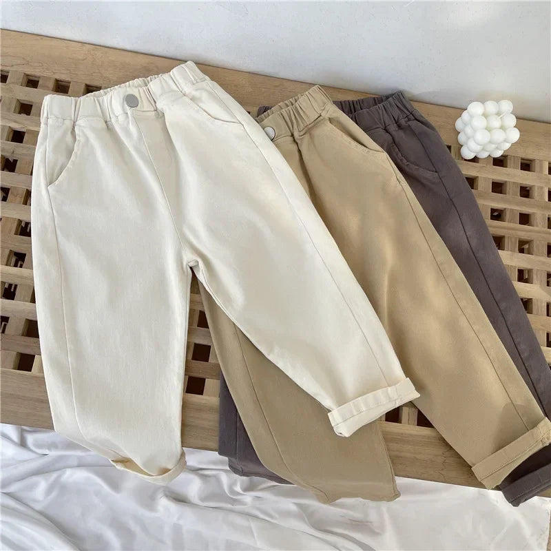 Korean Style Kids Pants - Autumn Spring Slacks for Boys & Girls, Foreign Fashion Trousers Winter Clothes for Girls