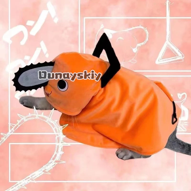 Pochita Pet Clothes Cat Dog Cloak Anime Cosplay Halloween Pet Prop Costume Soft Warrm Puppy Transformation Clothes Cosplay