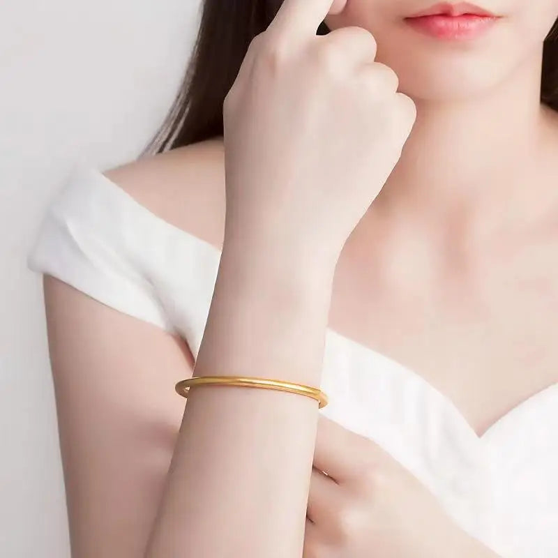 Fashionable Bracelet For Women Round Minimalist Elegant Gold Color Bangle Luxury Accessories Popular Jewelry