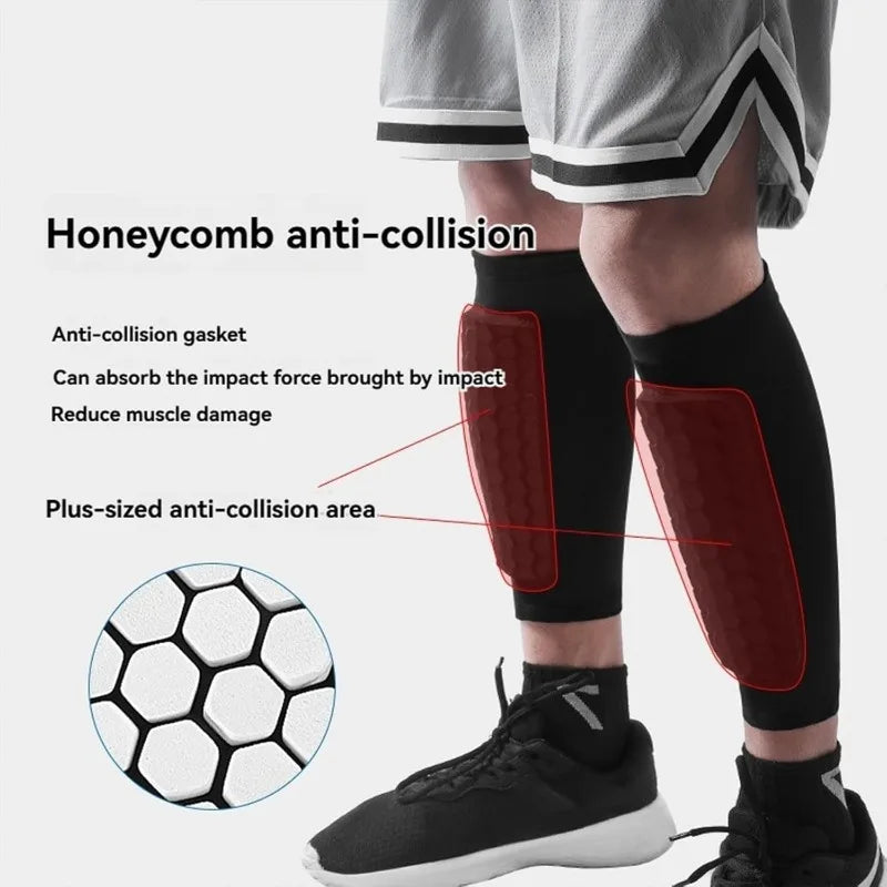 1Pcs S Football Shin Guard Socks Sleeves with Foam,Calf Compression Sleeve Honeycomb Pads,Sports Legging & Soccer Equipment