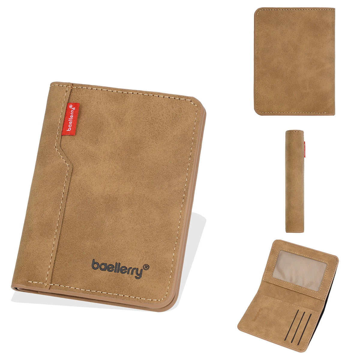 New Casual Two-Fold Men'S Wallet, Matte Pu Card Holder, Simple Vertical ID Card Case, Small Money Clip For Men