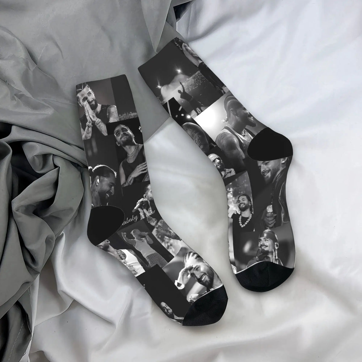 Women Men Socks Maluma Rapper  Stockings Autumn Trendy High Quality Socks Printed Climbing Non-Slip Socks