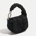 Women Pleated Top Handle Bag Mini Cloud Bag Solid Color Cotton Ruched Dumpling Bag Flap Bag for Shopping Date