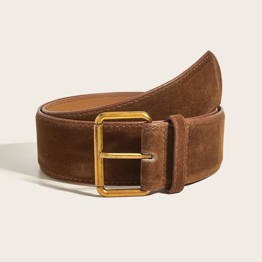 Women Fashion Luxury Design Suede Leather Wide Belt Trendy Casual Business Waist Strap Versatile Trouser Dress Belts Gifts