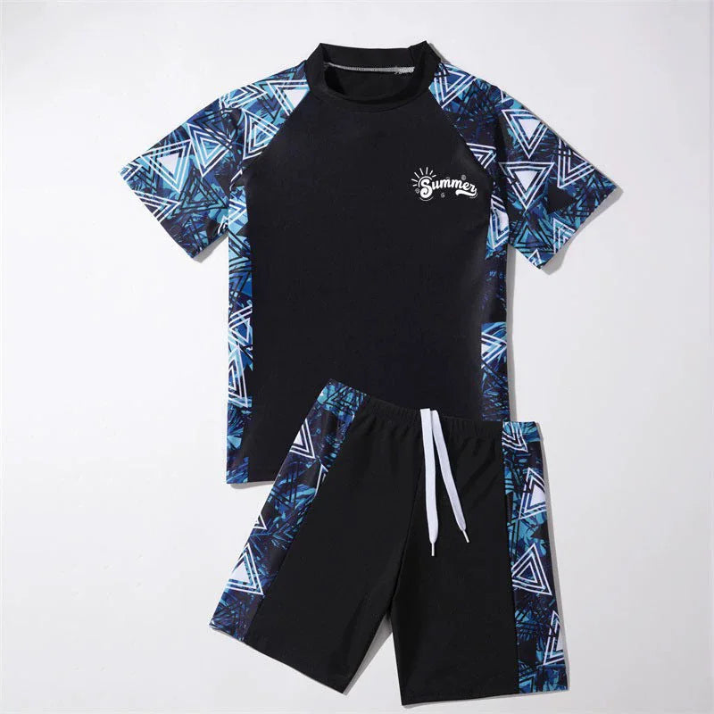 Boys Girls Split Swimsuit Children Surfing Quick Drying Swimming Sets Kids Short Sleeve Sleeve Shorts Swimwear 2 Piece Set