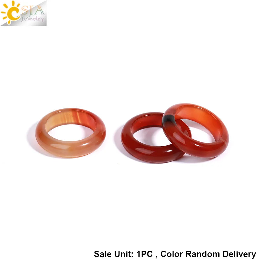 Gem Stone Crystal Band Rings for Men Natural Pink Stone Quartz Red Agates Jaspers Dainty Finger Jade Ring Women Jewelry H474