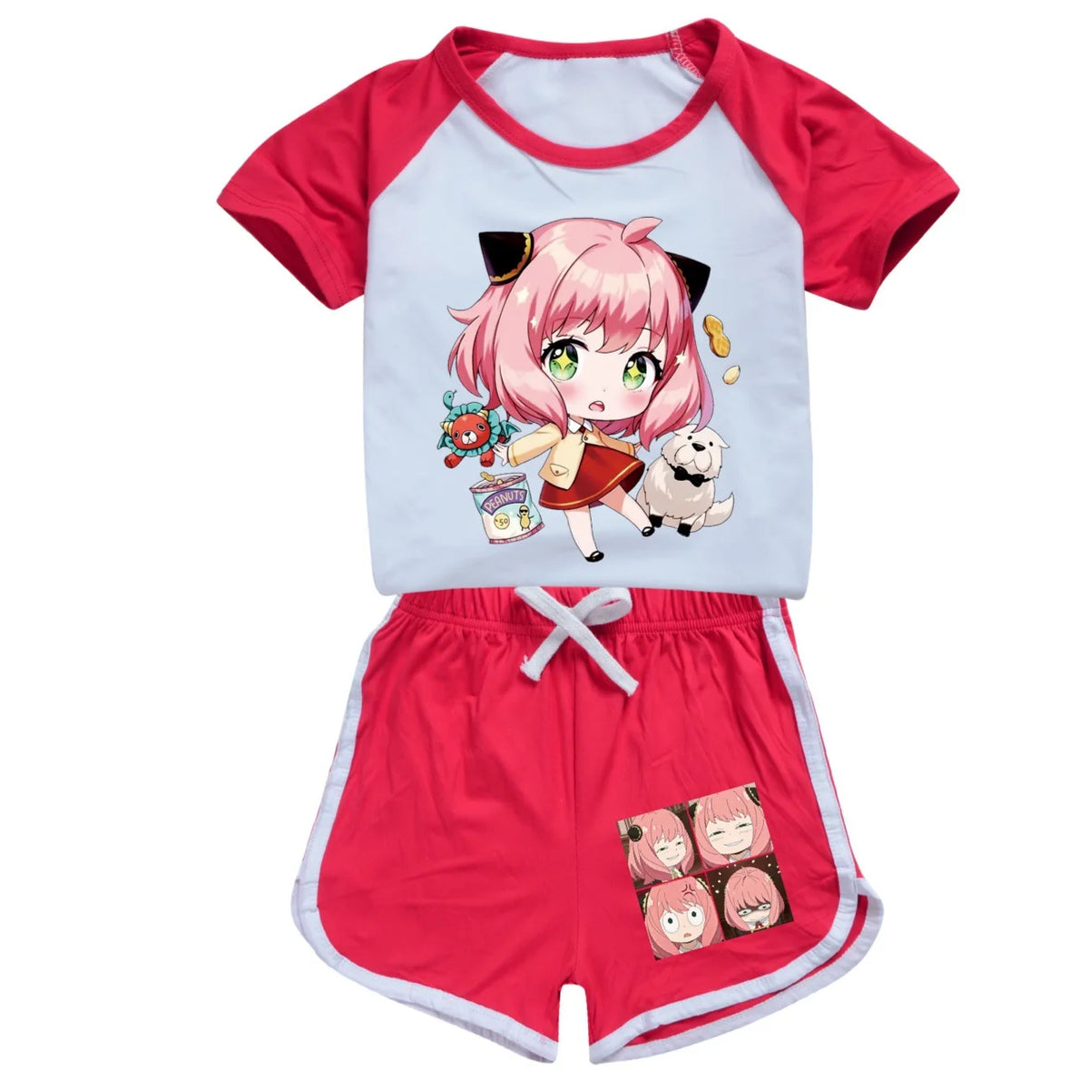 new Anime SPY×FAMILY Pajamas Children's Summer Clothing Anya Leisure Short Sleeve Round Neck T-shirt+shorts Set Kids Gift 2pcs
