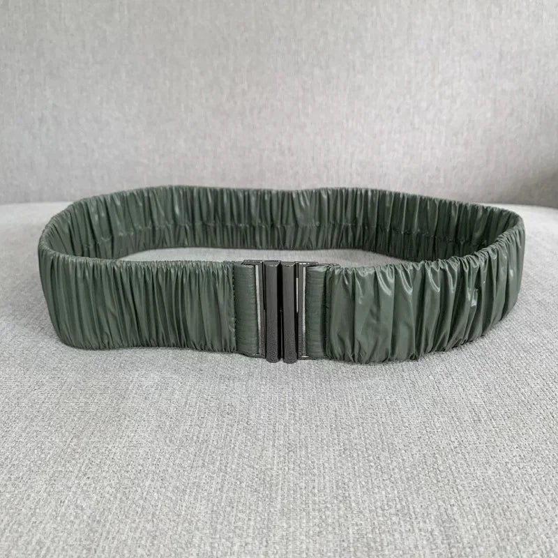 Colorful Women Elastic Band Wide Belts Simple Down Coat Waist Belt Female Buckle Black Strap Dress Decoration Accessories