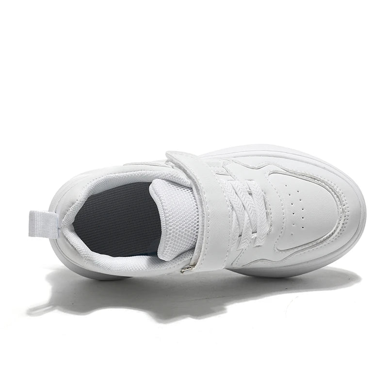 White Kids Sneakers Casual Shoes for Boys Girls Soft Sole Leather Sport Shoes Lightweight Comfortable Design Fashion Trainers