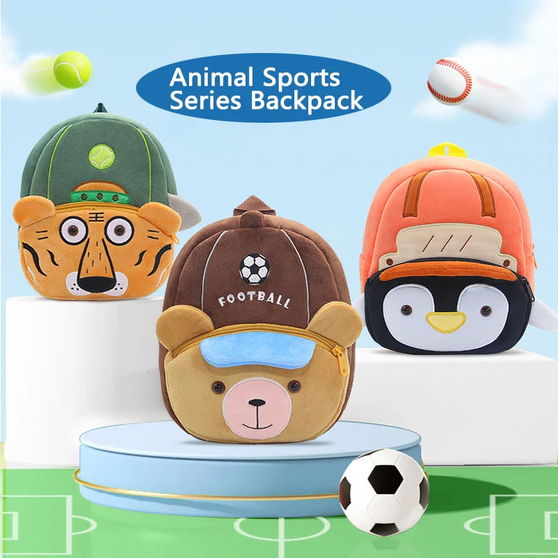 Cute Children's Backpack Plush Material Backpack for Boys and Girls Cartoon Animal Games Series Schoolbag Baby Backpack2-4 Years