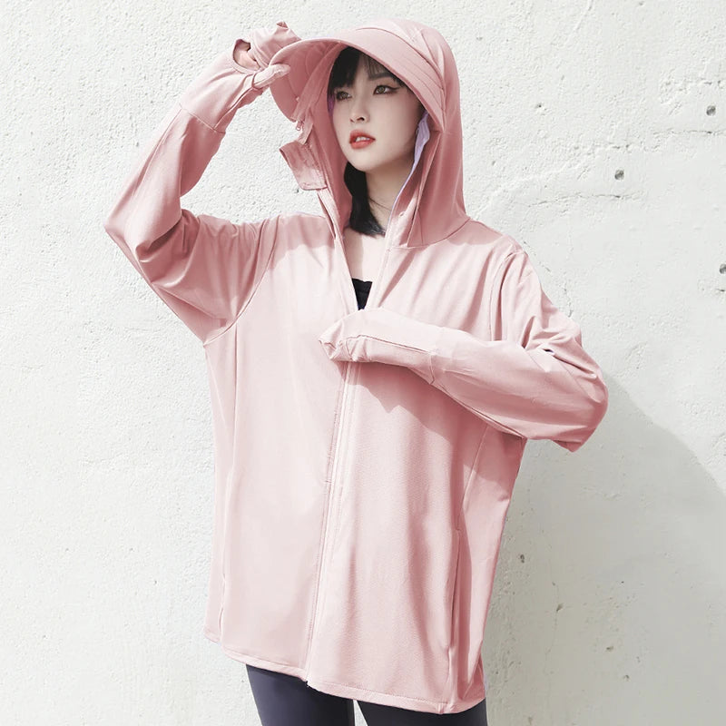 UPF50+ Sun Protection Clothing for Women Sunscreen Jacket Block UV Rays Outdoor Sport Coat Climbing and Cycling Travel Summer
