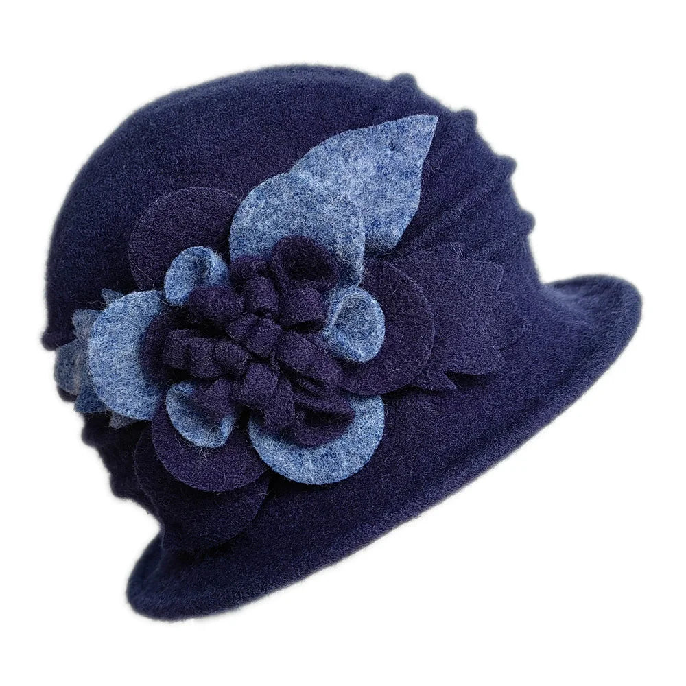 2025 Women's Autumn and Winter Wool Hat Hand-made 3D Flower Fedoras Basin Hats Hot Selling Floral Mixed Colors Wool Hats for Mom